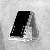 support téléphone salle de bain transparent ventouse