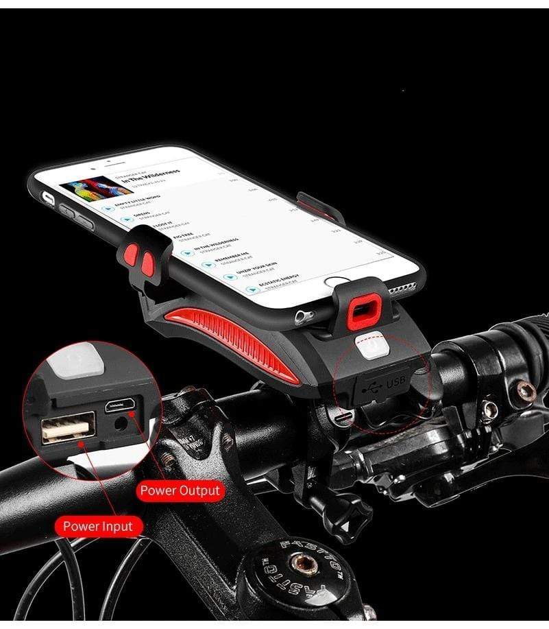 Tx - Support vélo pour smartphone avec chargeur QI et lampe